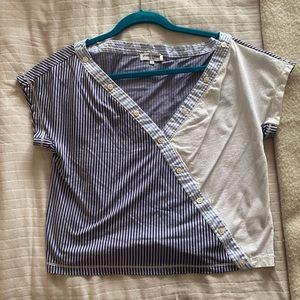 Opening Ceremony 2017 Cody top v neck striped button detail